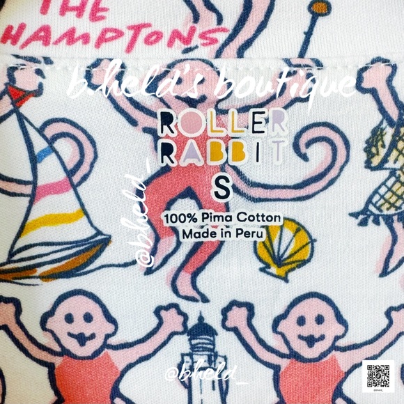 Roller Rabbit Hamptons Monkey Polo Pajamas in Pink Monkey Size S Brand New NWT - Picture 6 of 17